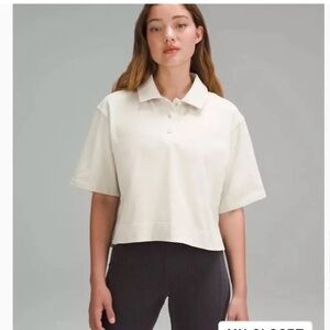 LULULEMON Heavy weight cotton short sleeve polo in bone size 8 🤍
